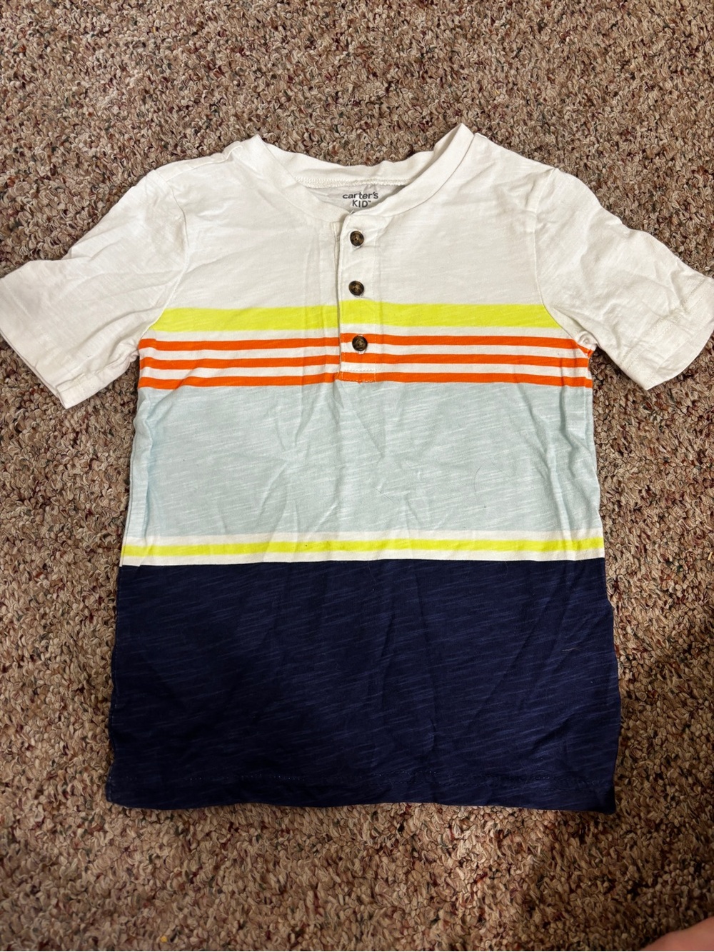 Carter's Kids size 5 White Multicolor Stripe Henley Tee
